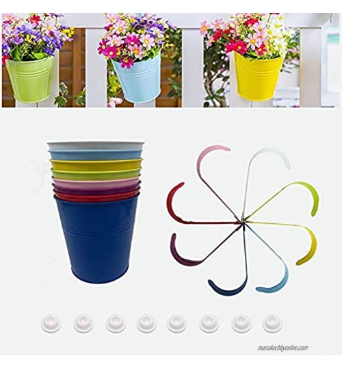 Aiffera Lot de 8 pots de fleurs à suspendre en métal avec crochets amovibles 8 couleurs 15,2 cm