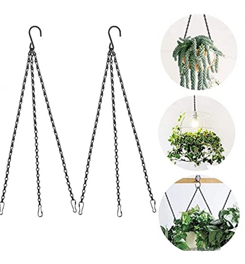 GOCROWEEN Lot de 2 chaînes à suspension en métal noir avec crochets pour suspendre des pots pour fleurs des lanternes des tabliers de jardin des tableaux noirs et autres de 24".