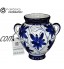 Jardinière en céramique pour suspendre un pot de fleur bleu et blanc 100 % décorée à la main 24 x 24 x 16 cm