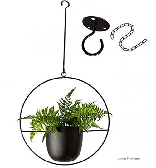 VDYXEW Pot de Fleurs à Suspendre pour intérieur et extérieur avec Crochet en métal Style Minimaliste pour décoration d'intérieur Noir 1pcs