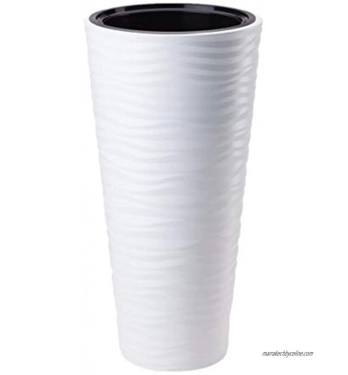 Form Plastic Sahara Pot de fleurs avec structure ondulée Blanc brillant 68,5 cm