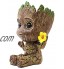 Huike Pot de fleurs Baby Groot avec porte-clés figurine d'action innovante pour plantes et porte-stylo pot de fleurs décoratif avec trou de drainage pour la décoration 2 styles
