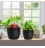 Set de 2 pots de fleurs en céramique 5.9 et 6.9in avec palette plateaux pour balcon bureau décoration de la maison pots de fleurs en céramique pots de fleurs pot de plantes-Noir
